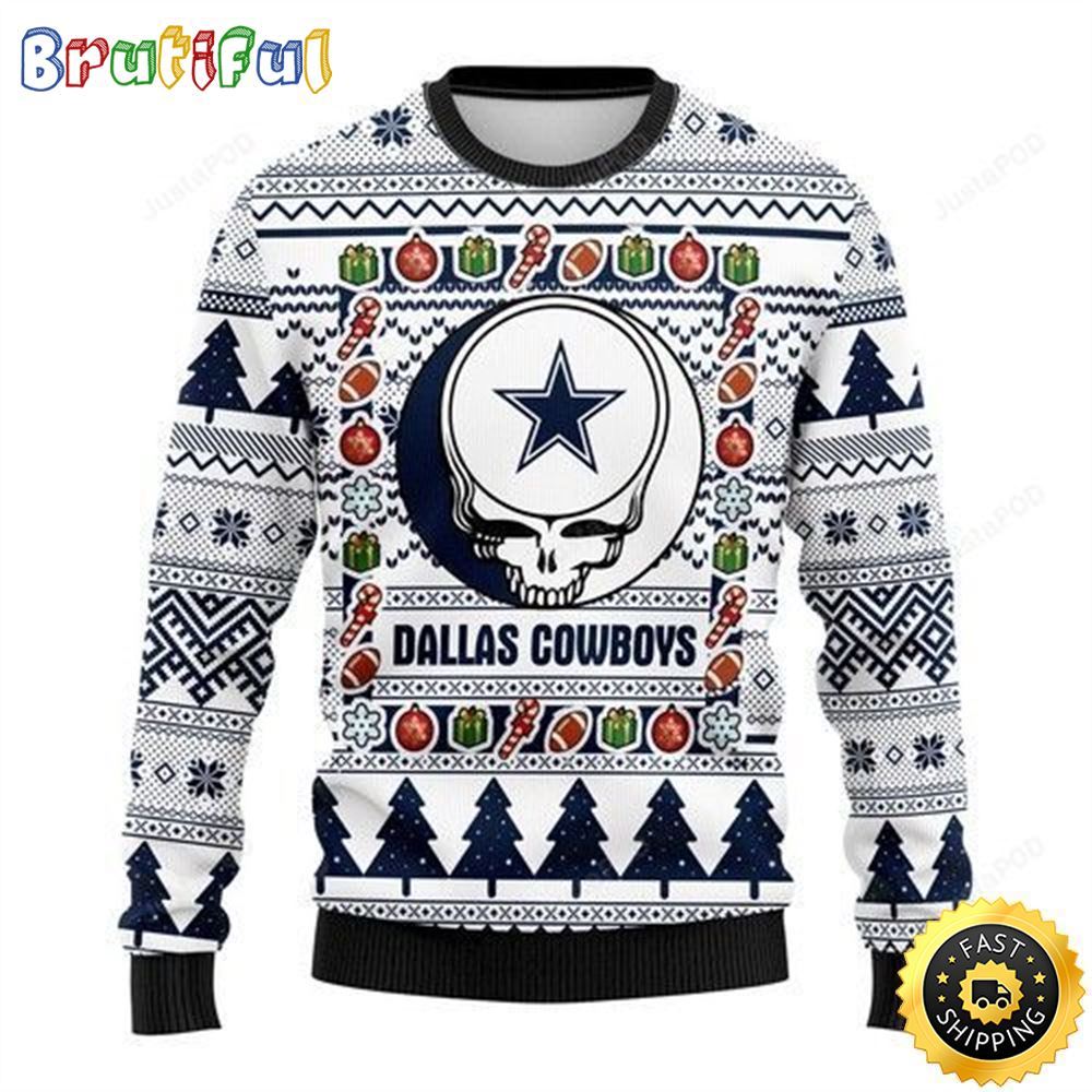 NFL Dallas Cowboys Ugly Christmas Sweater The Intelligence Of The Skull Unisex Sweater 1 rc0z3q