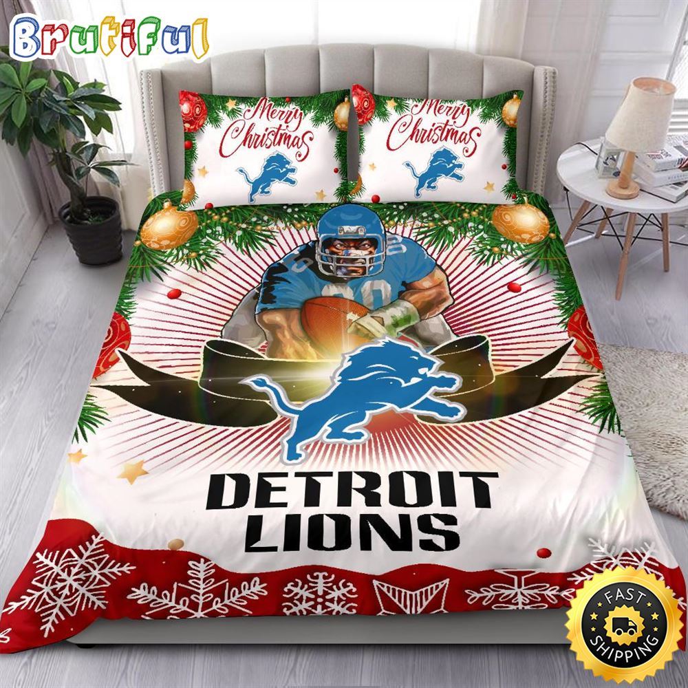 NFL Detroit Lions Bedding Sets Merry Christmas Quilt Bedding Sets 1 ddh21v