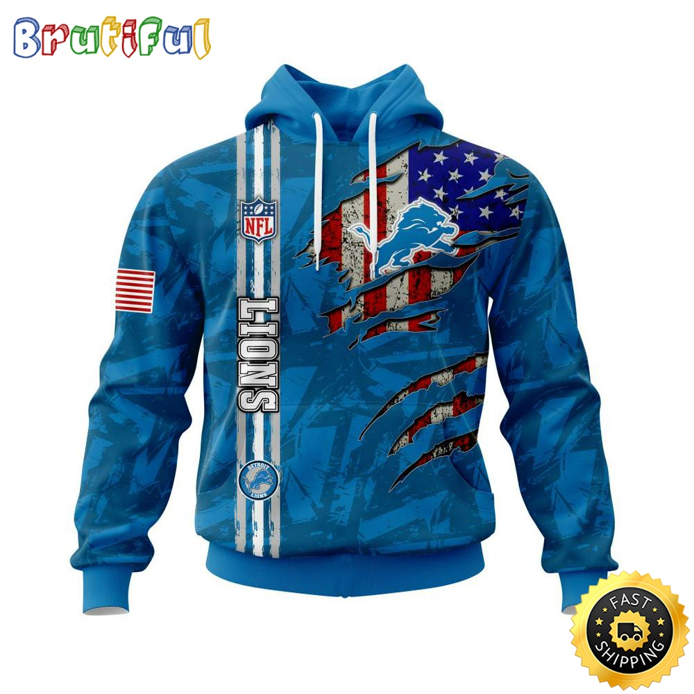 NFL Detroit Lions Hoodie Personalized Name And Number 3D Hoodie With United States Flag Unisex Hoodie 1 ukmatx