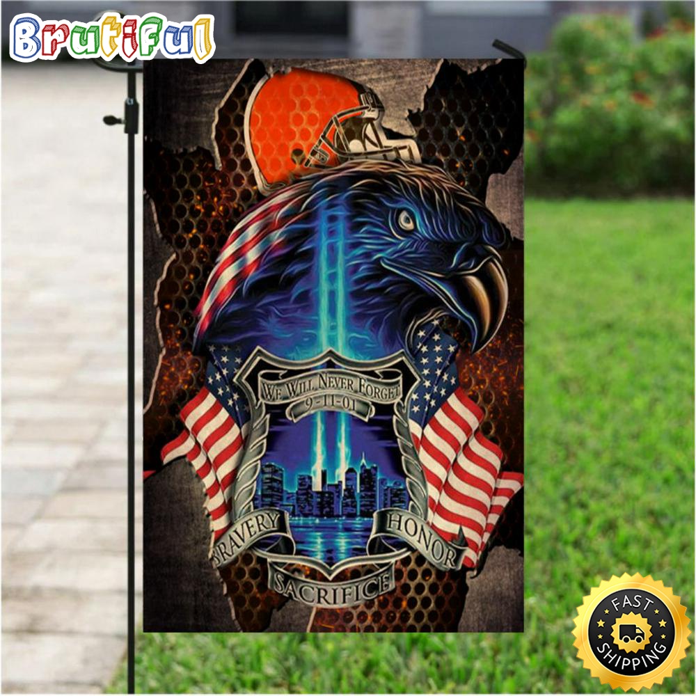 NFL Garden Flags Cleveland Browns Specialized Flag For Honor Patriot Day We Will Never Forget 1 rol9mv