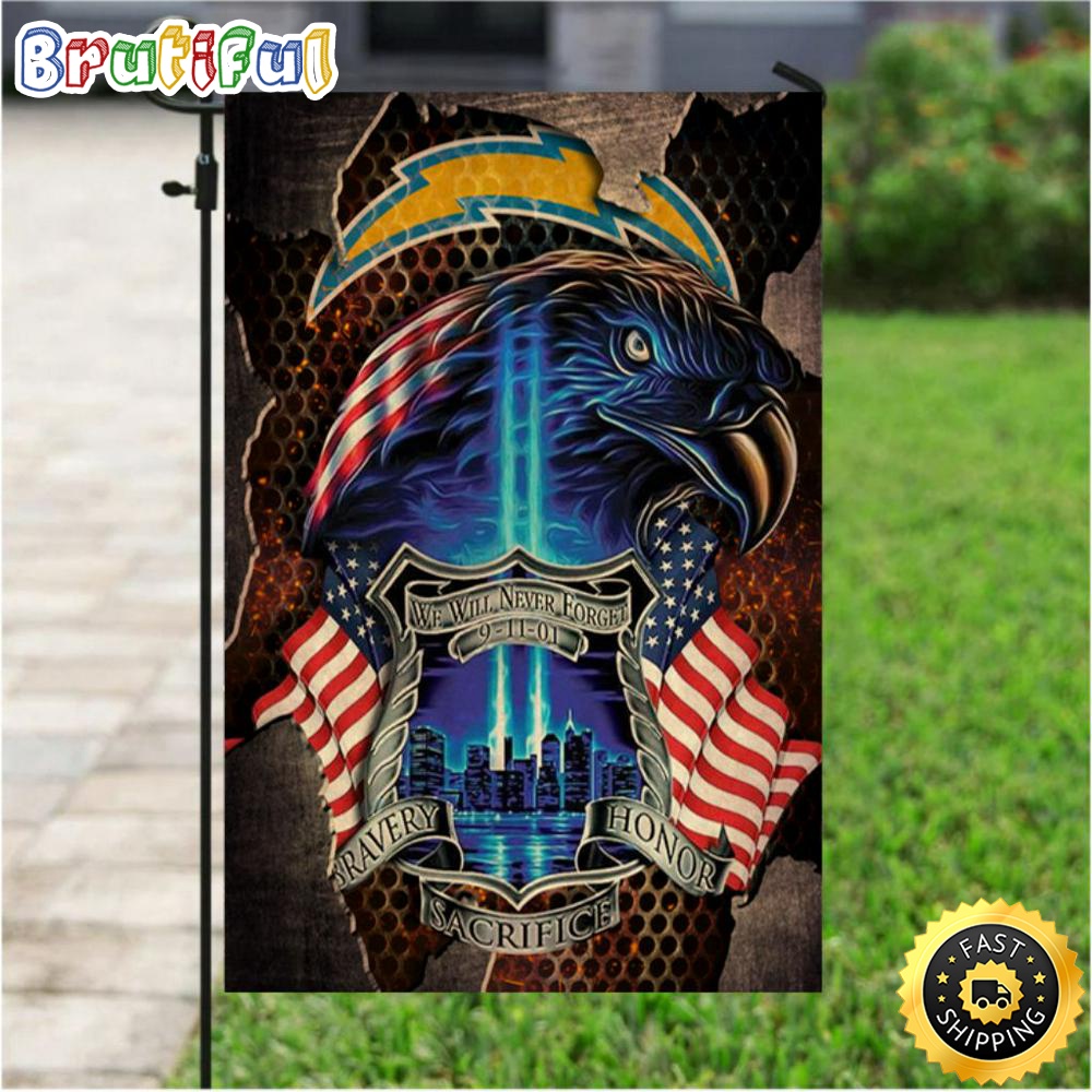 NFL Garden Flags Los Angeles Chargers Specialized Flag For Honor Patriot Day We Will Never Forget 1 k83k25