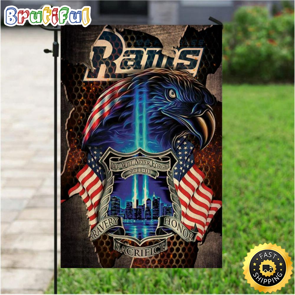 NFL Garden Flags Los Angeles Rams Specialized Flag For Honor Patriot Day We Will Never Forget 1 mxybv2