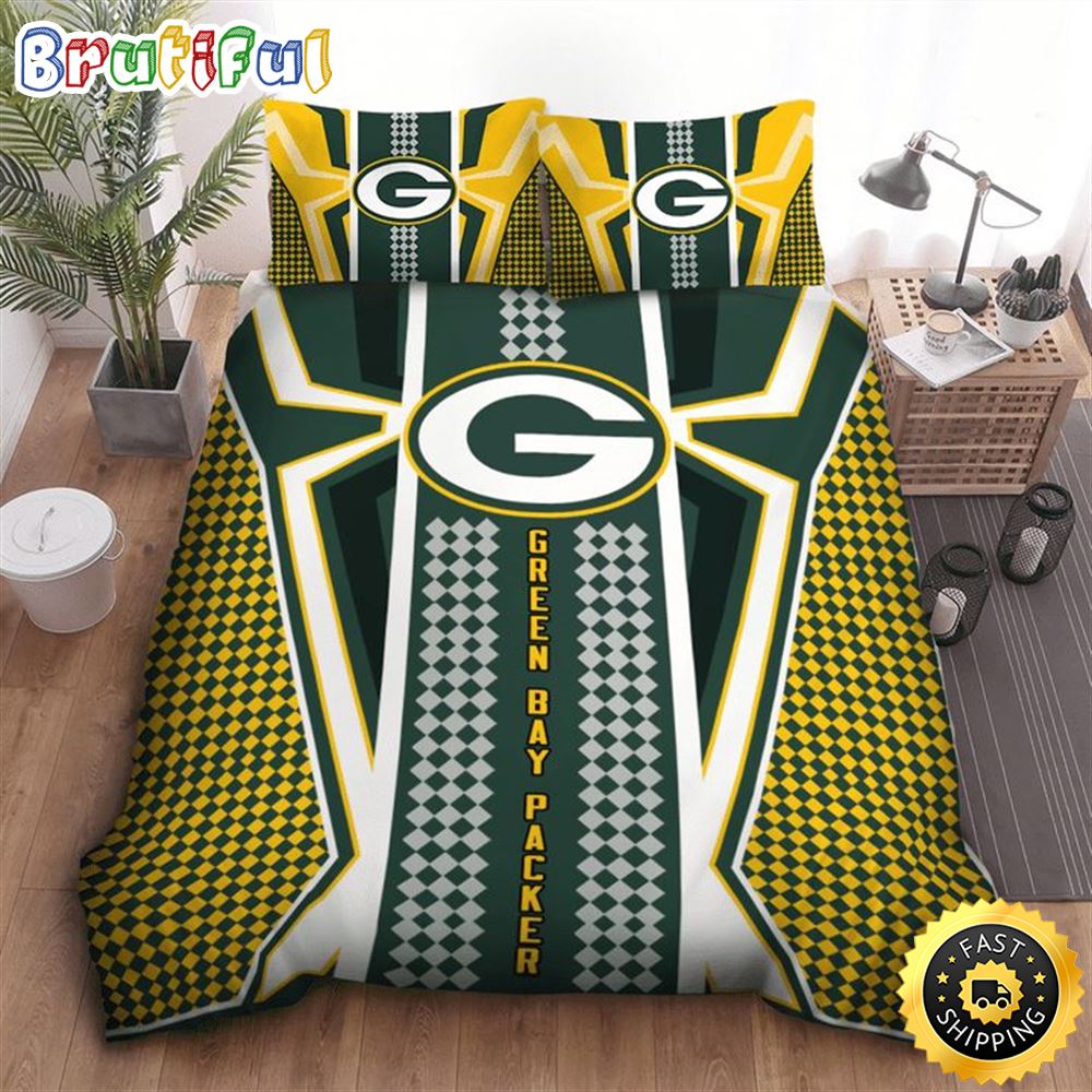 NFL Green Bay Packers Yellow Green Big Logo Bedding Set vcf9wb