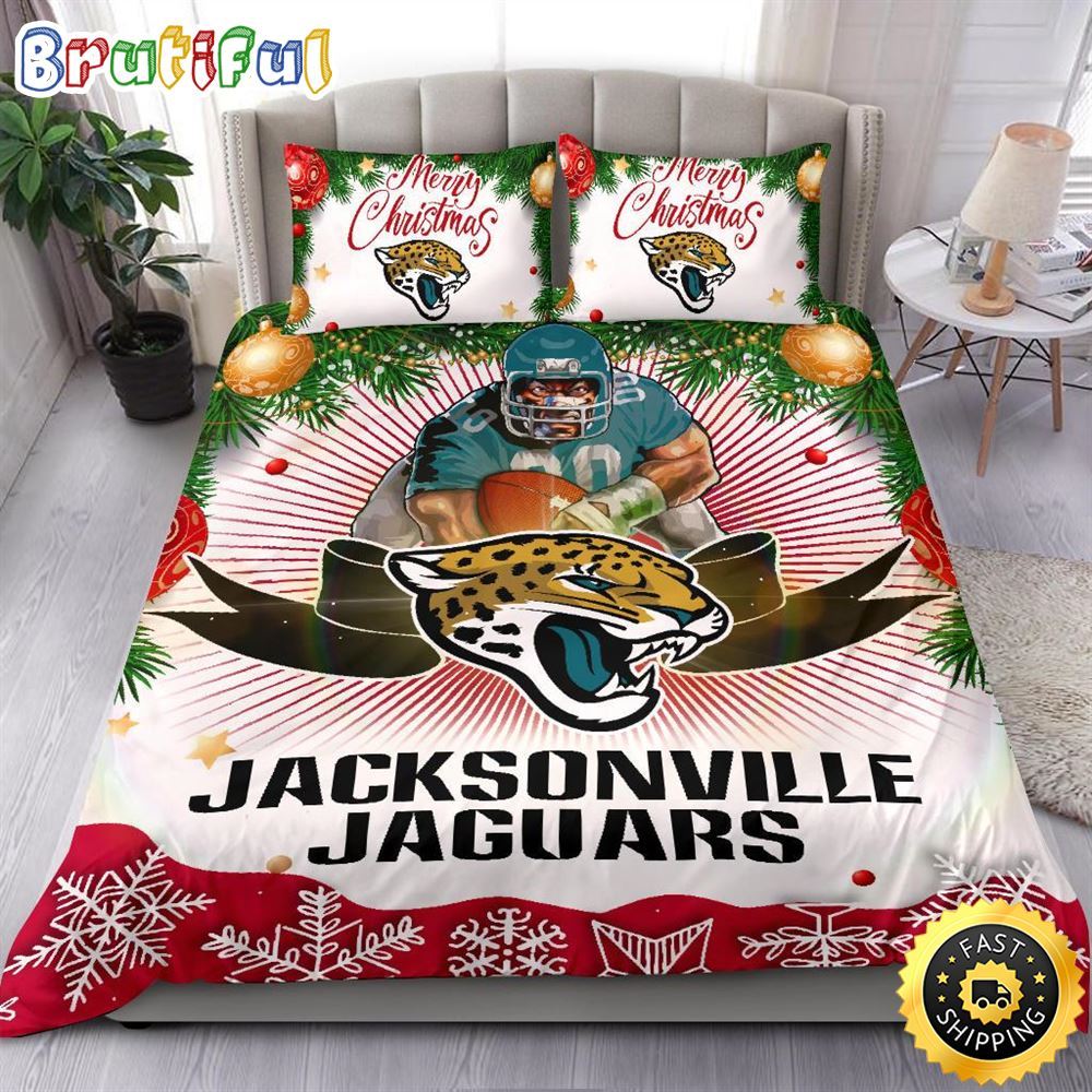 NFL Jacksonville Jaguars Bedding Sets Merry Christmas Quilt Bedding Sets 1 miyedk