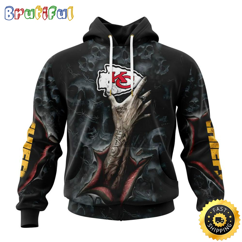 NFL Kansas City Chiefs Hoodie Special Horror Skull Art Design Halloween 3D Hoodie Unisex Hoodie xfjqqr