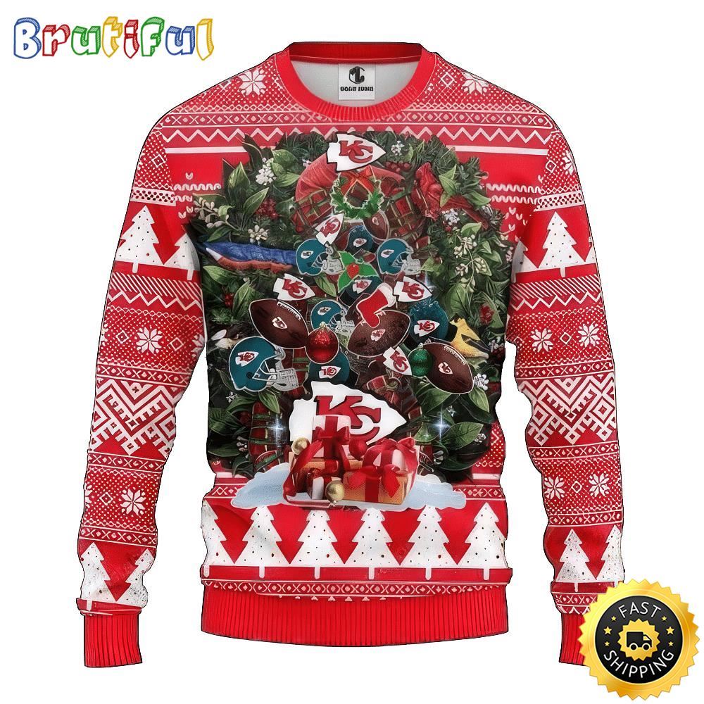 NFL Kansas City Chiefs Ugly Christmas Sweater Tree Christmas Unisex Sweater 1 axy9hc