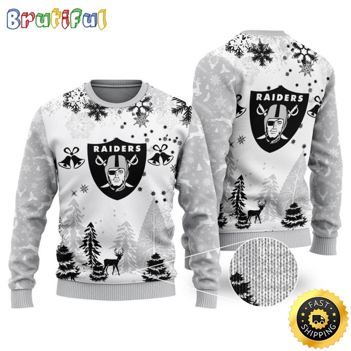 新品NFL RAIDERS オフィシャルセーター wool 100% サイズF NFL RAIDERS レイダース ニットセーター 厚手 ビッグロゴ | 古着屋DAISY