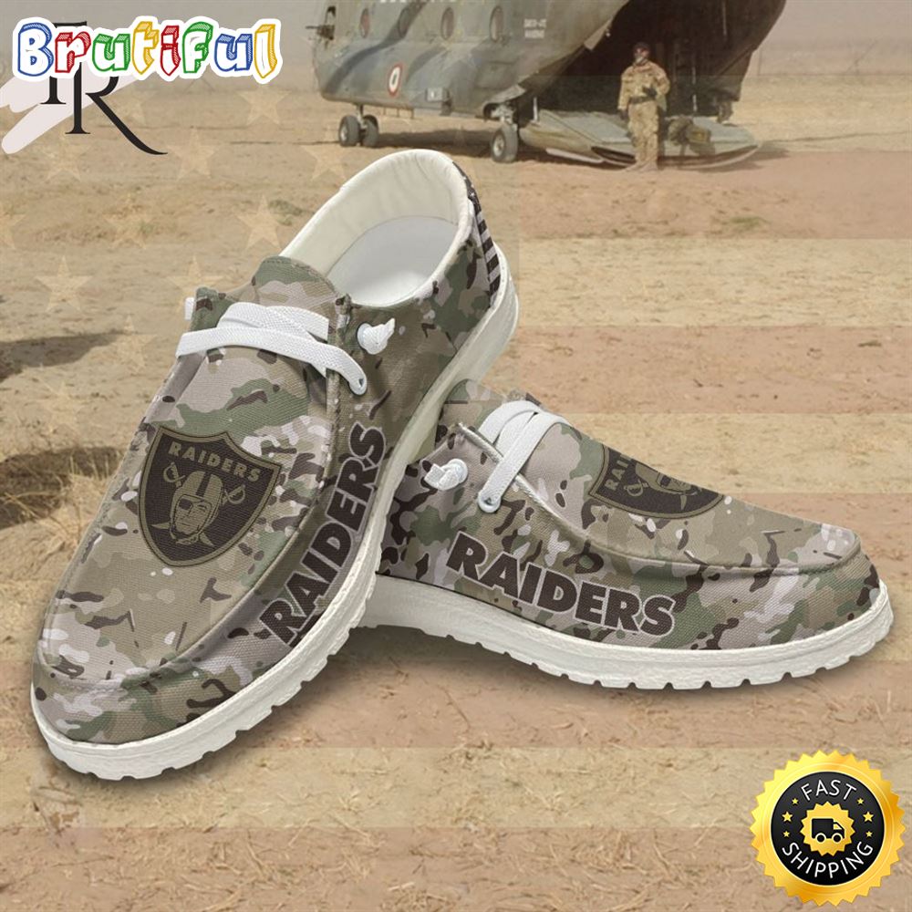 NFL Las Vegas Raiders Military Camouflage Design Hey Dude Shoes Football