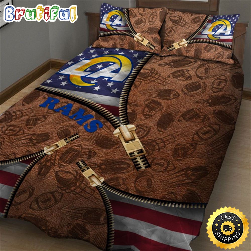 NFL Los Angeles Rams American Flag Bedding Set izyzwx