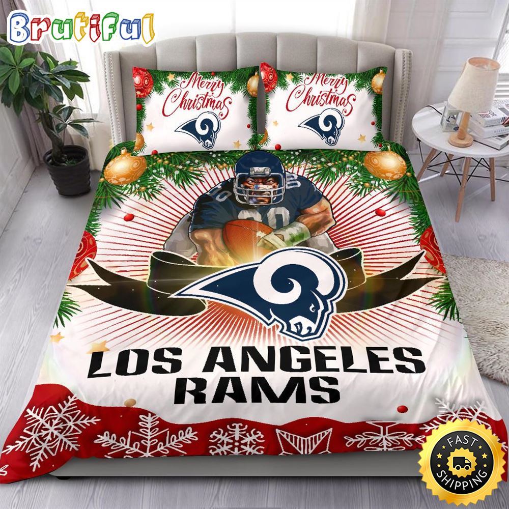 NFL Los Angeles Rams Bedding Sets Merry Christmas Quilt Bedding Sets 1 ui1iph