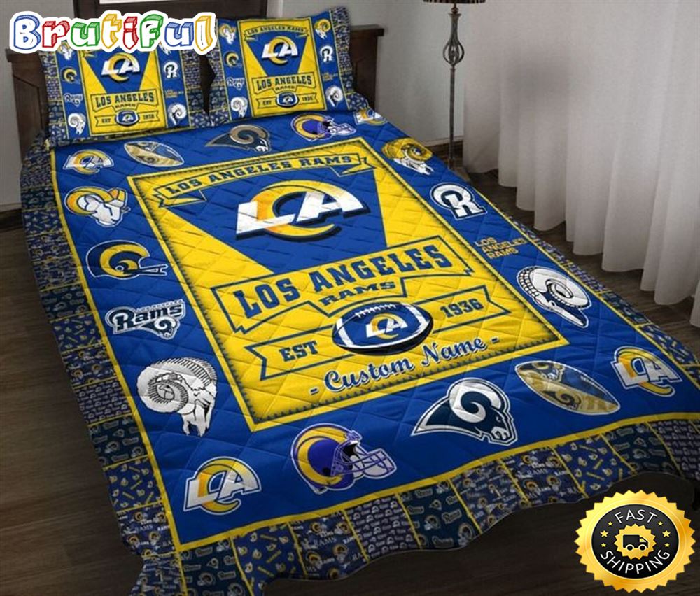 NFL Los Angeles Rams Custom Name Logo History Bedding Set dmu7bq