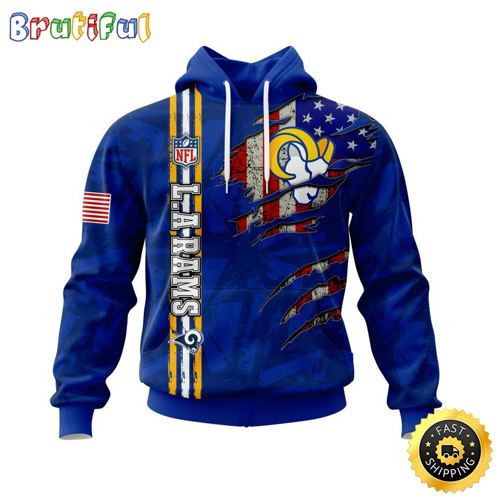 NFL Los Angeles Rams Hoodie Personalized Name And Number 3D Hoodie With United States Flag Unisex Hoodie 1 avzhoz