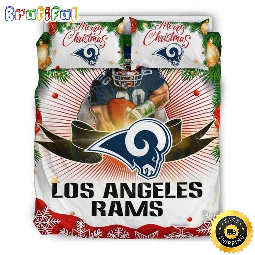 NFL Los Angeles Rams Merry Christmas Bedding Set mnsygy