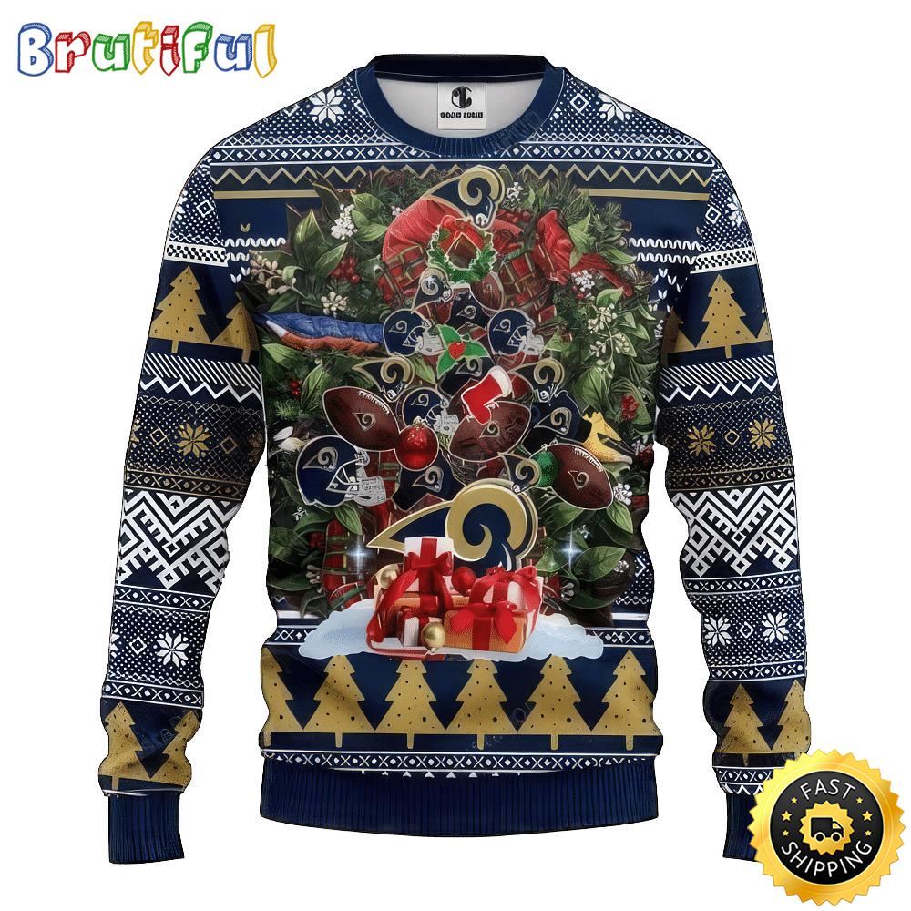 NFL Los Angeles Rams Ugly Christmas Sweater Tree Christmas Unisex Sweater 1 qshqzw