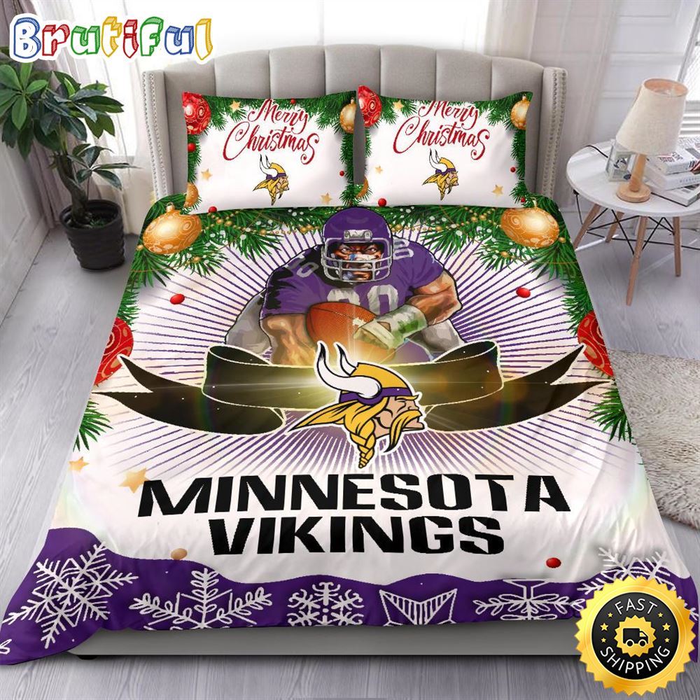 NFL Minnesota Vikings Bedding Sets Merry Christmas Quilt Bedding Sets 1 vu6gsj