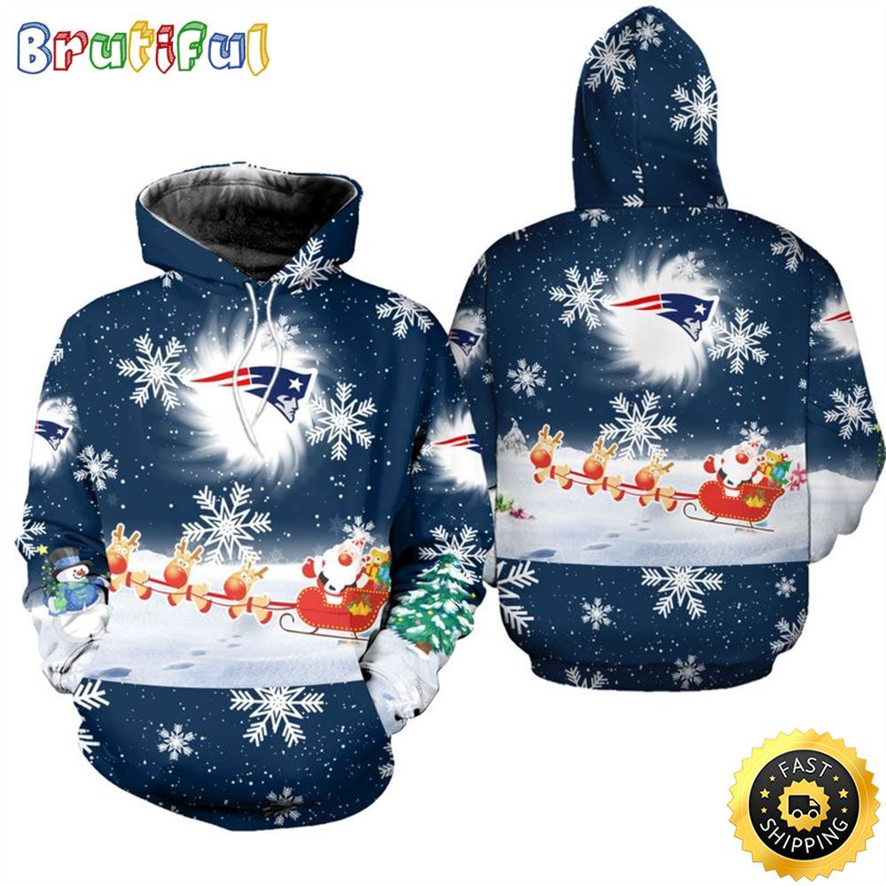 NFL New England Patriots Christmas Santa Claus Is Coming All Over Print 3D Hoodie Unisex Hoodie 1 jj1wl2
