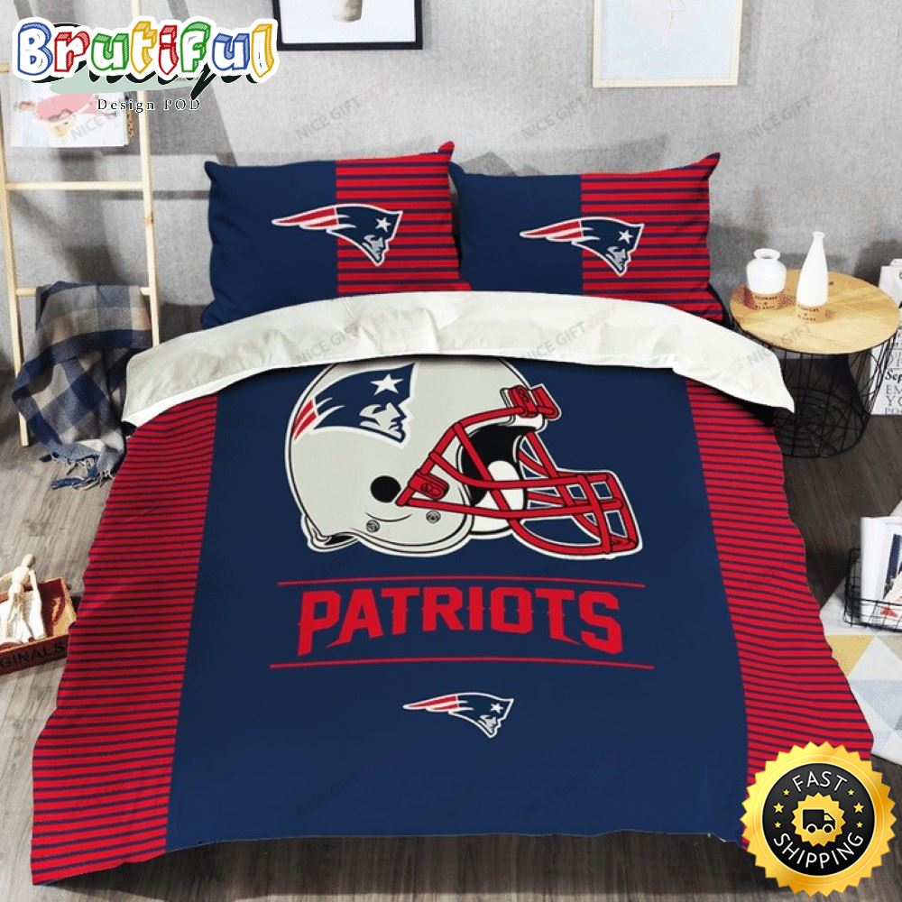 NFL New England Patriots Dark Blue Red Logo Bedding Set txa52r
