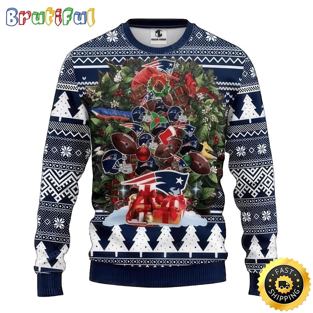 NFL New England Patriots Ugly Christmas Sweater Tree Christmas Unisex Sweater 1 gtcjzk