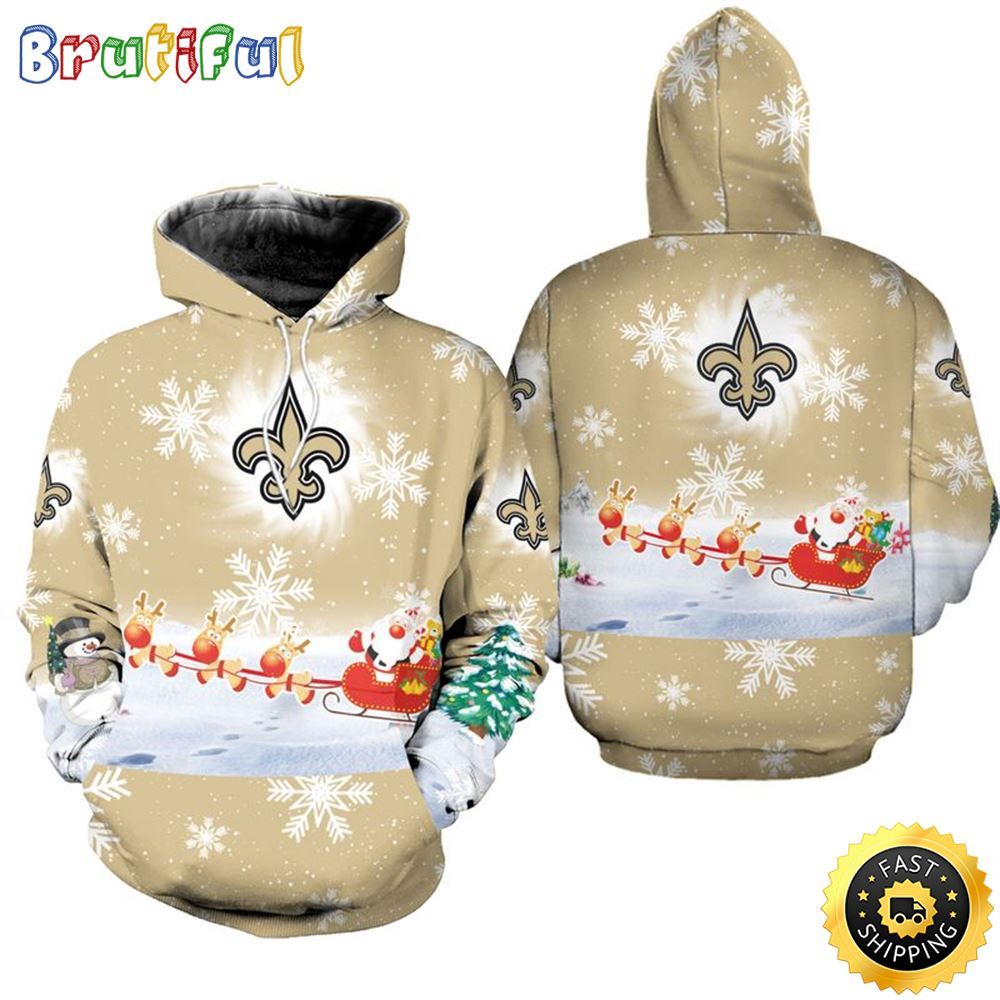 NFL New Orleans Saints Christmas Santa Claus Is Coming All Over Print 3D Hoodie Unisex Hoodie 1 wf5dnc