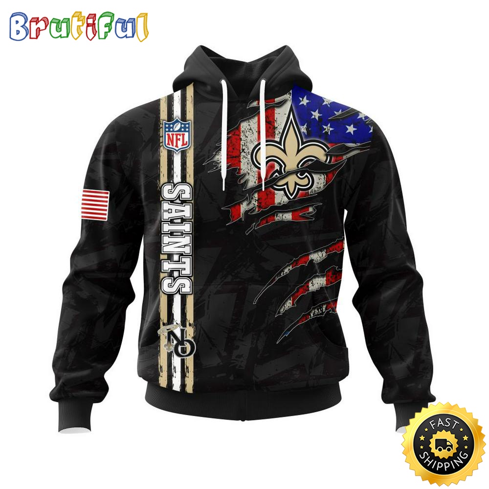 NFL New Orleans Saints Hoodie Personalized Name And Number 3D Hoodie With United States Flag Unisex Hoodie 1 cpp2yu