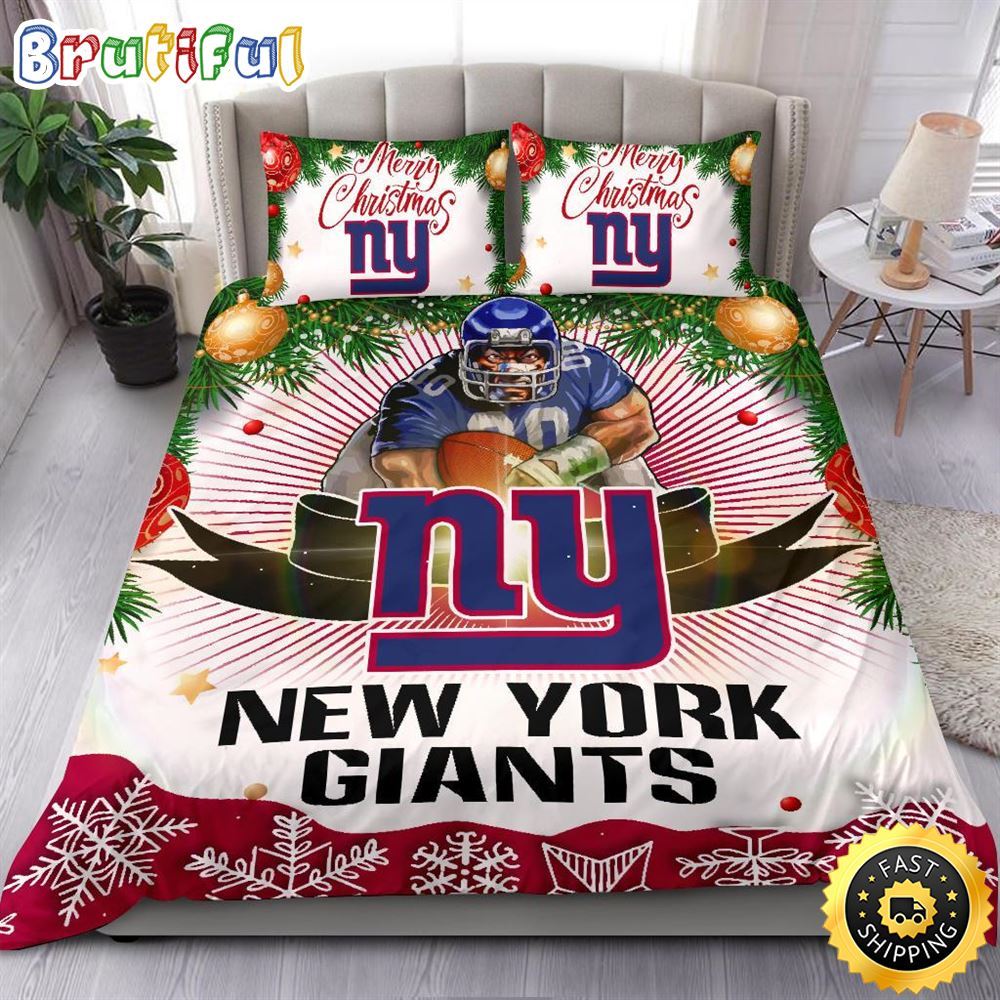 NFL New York Giants Bedding Sets Merry Christmas Quilt Bedding Sets 1 s4nhcc