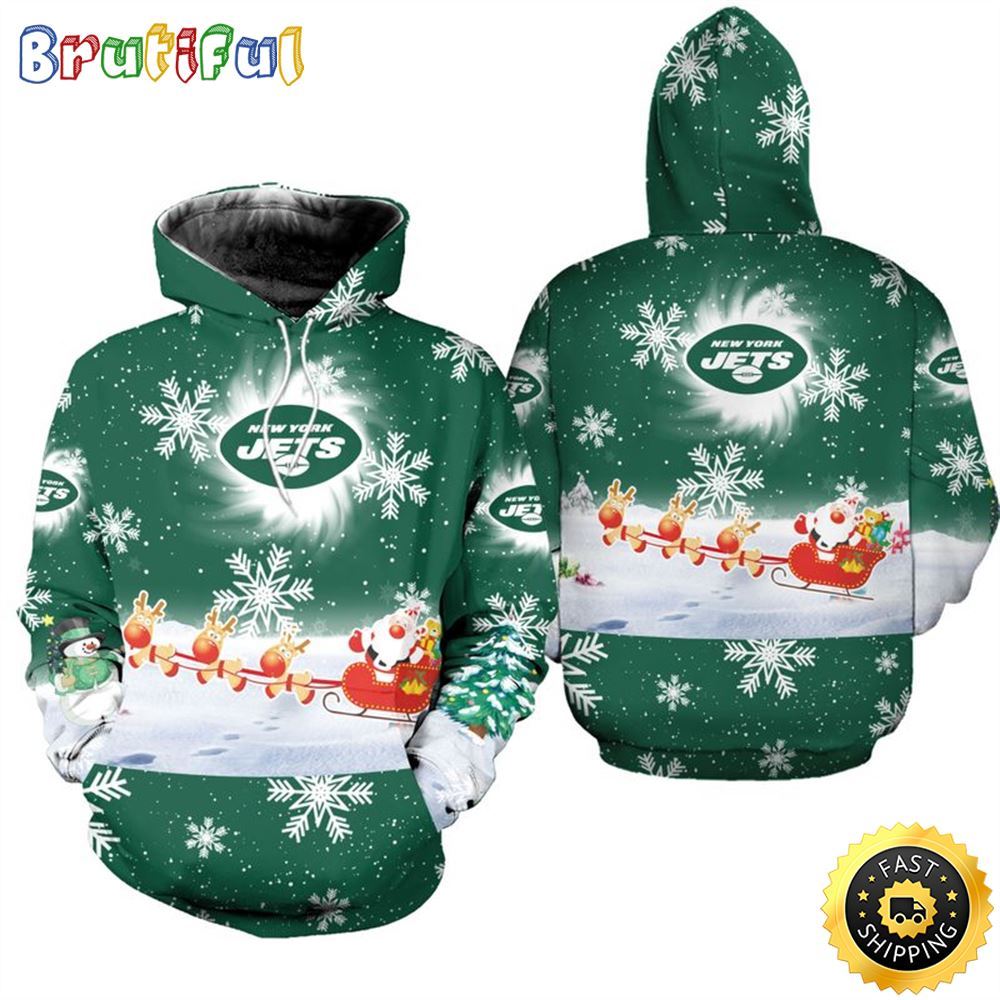 NFL New York Jets Christmas Santa Claus Is Coming All Over Print 3D Hoodie Unisex Hoodie 1 i2qs4m