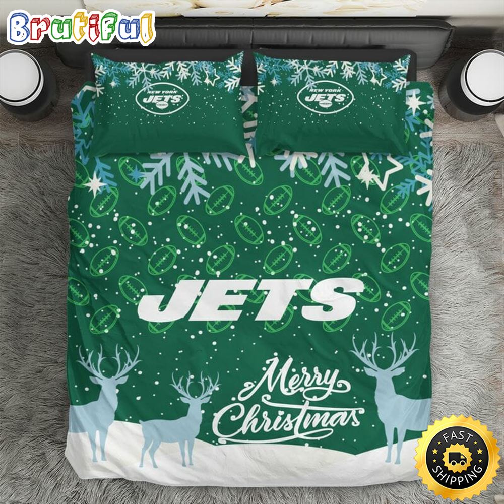 NFL New York Jets Green Christmas Bedding Set V2 uky0xc
