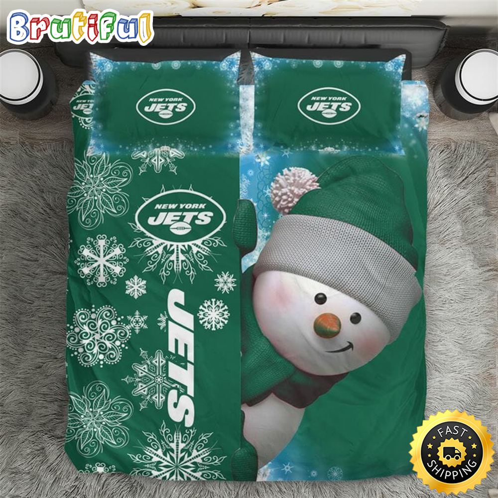 NFL New York Jets Green Christmas Bedding Set leob5t
