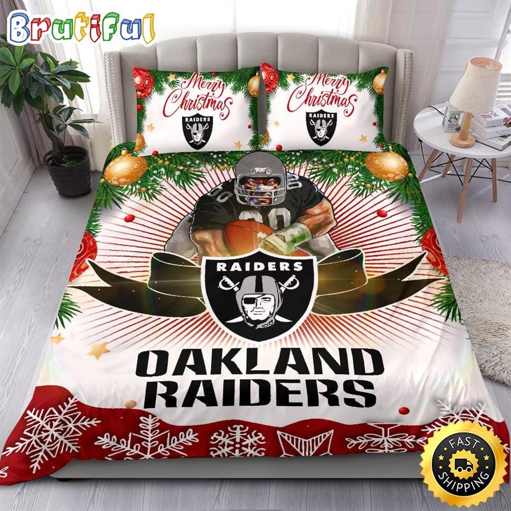 NFL Oakland Raiders Bedding Sets Merry Christmas Quilt Bedding Sets 1 akifu7