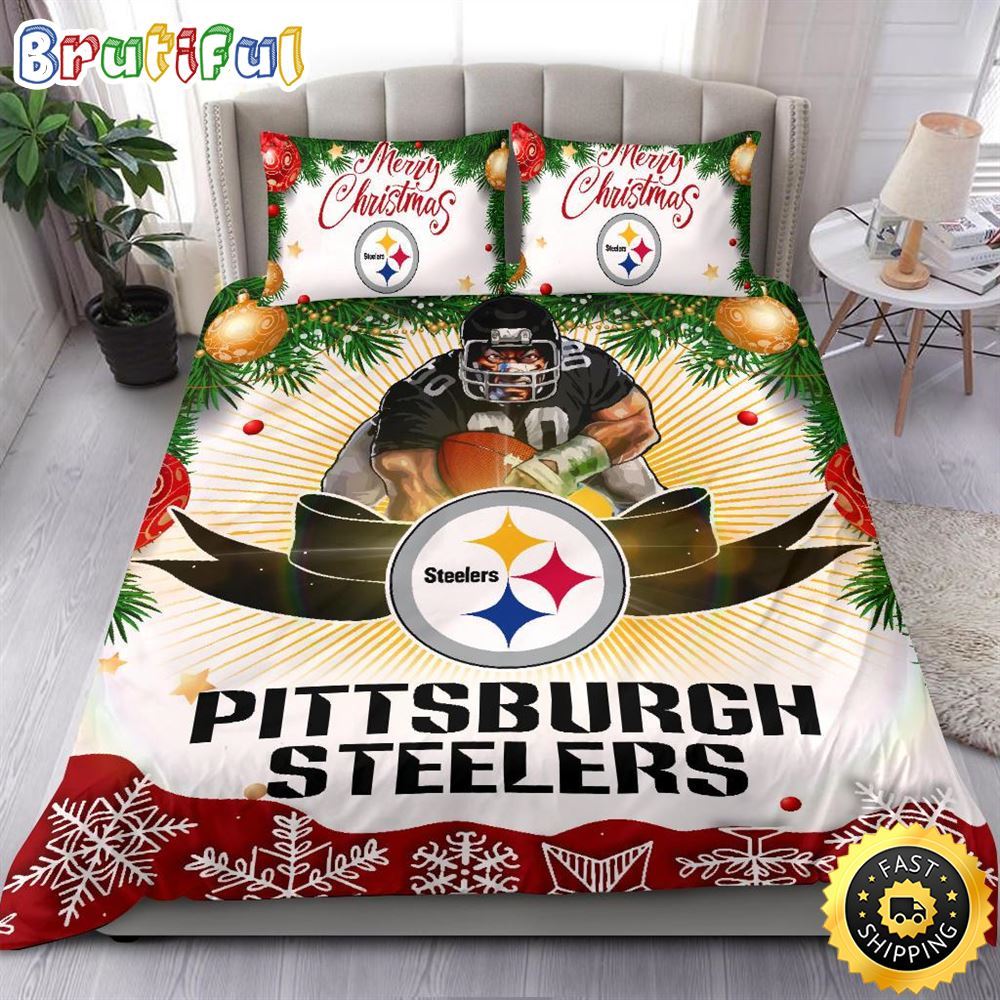 NFL Pittsburgh Steelers Bedding Sets Merry Christmas Quilt Bedding Sets 1 rjwvt9