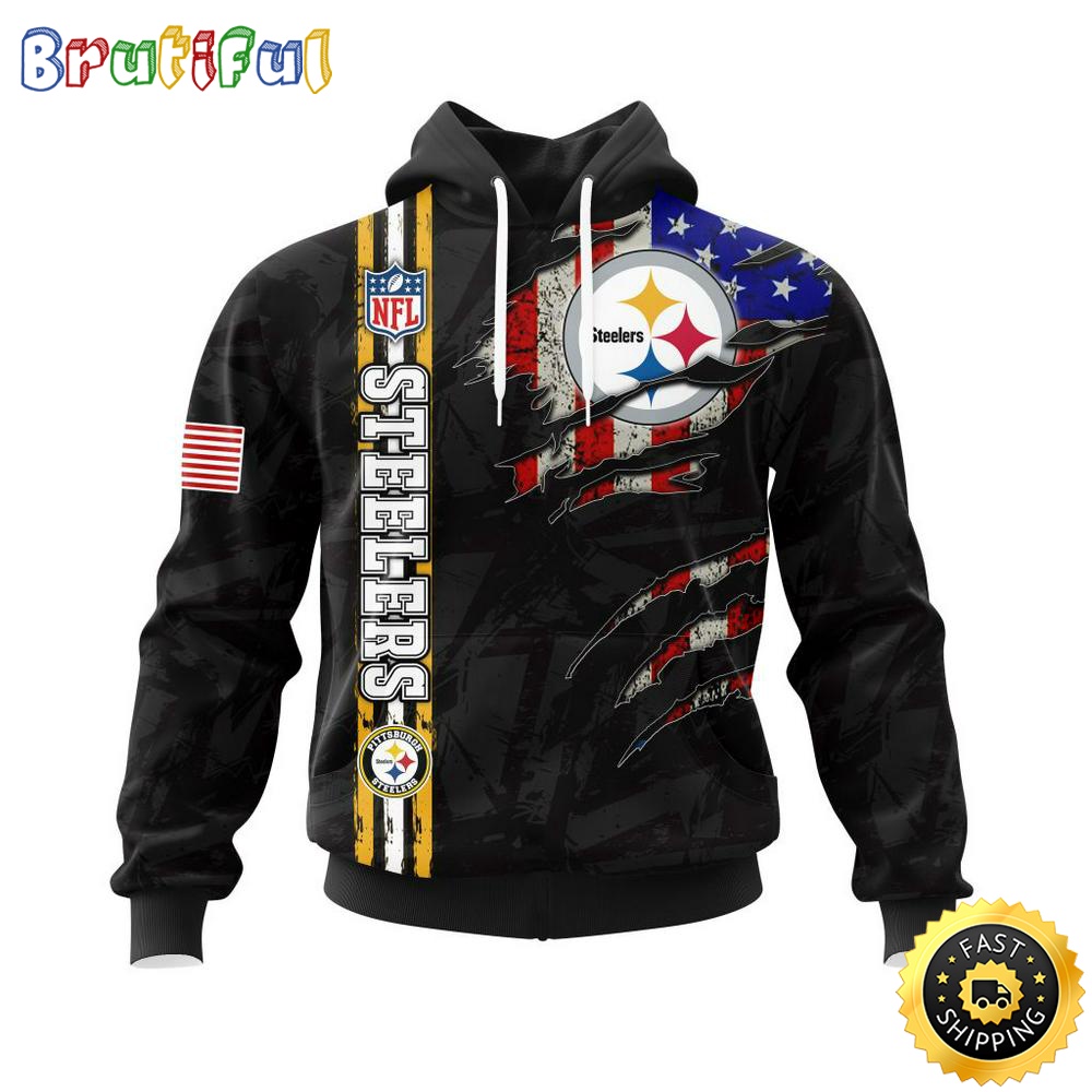 NFL Pittsburgh Steelers Hoodie Personalized Name And Number 3D Hoodie With United States Flag Unisex Hoodie 1 hjyzis