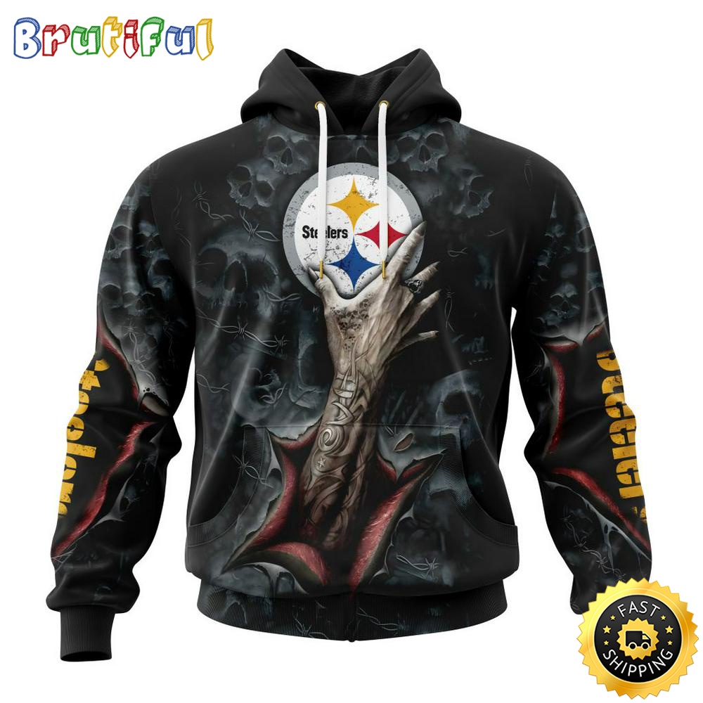 NFL Pittsburgh Steelers Hoodie Special Horror Skull Art Design Halloween 3D Hoodie Unisex Hoodie yrodfr
