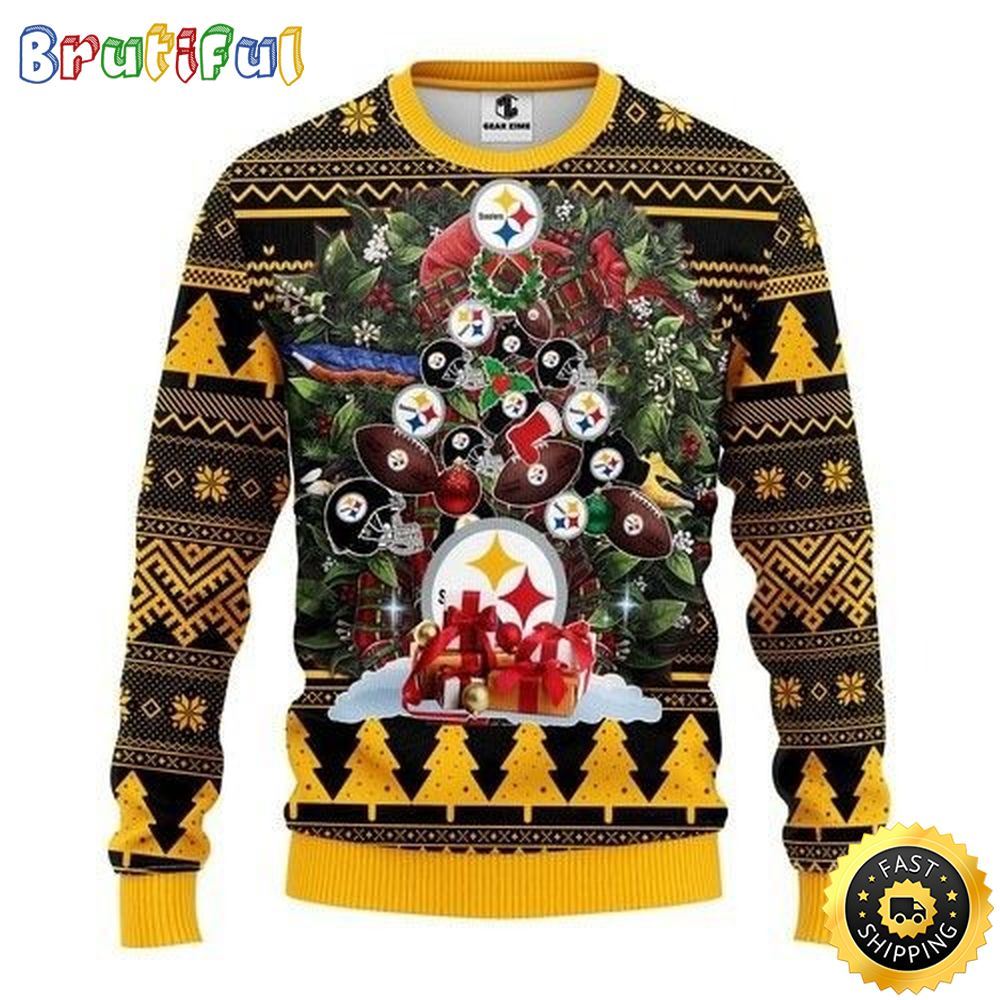 NFL Pittsburgh Steelers Ugly Christmas Sweater Tree Christmas Unisex Sweater 1 znaana