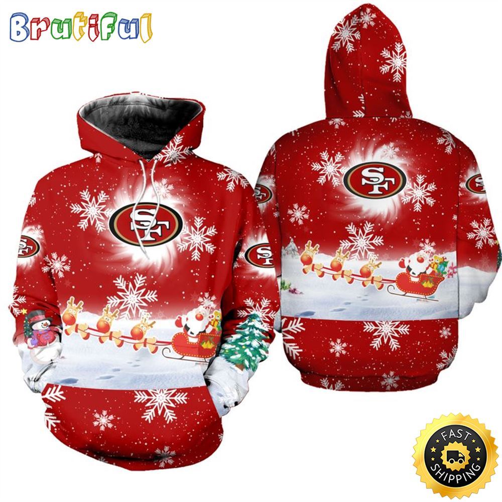 NFL San Francisco 49ers Christmas Santa Claus Is Coming All Over Print 3D Hoodie Unisex Hoodie 1 rdcbbx