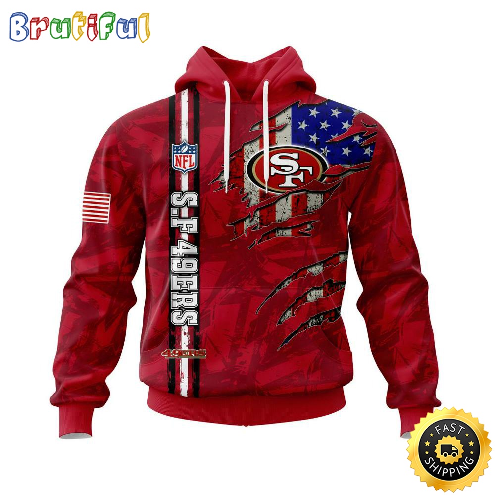NFL San Francisco 49ers Hoodie Personalized Name And Number 3D Hoodie With United States Flag Unisex Hoodie 1 bxeus5