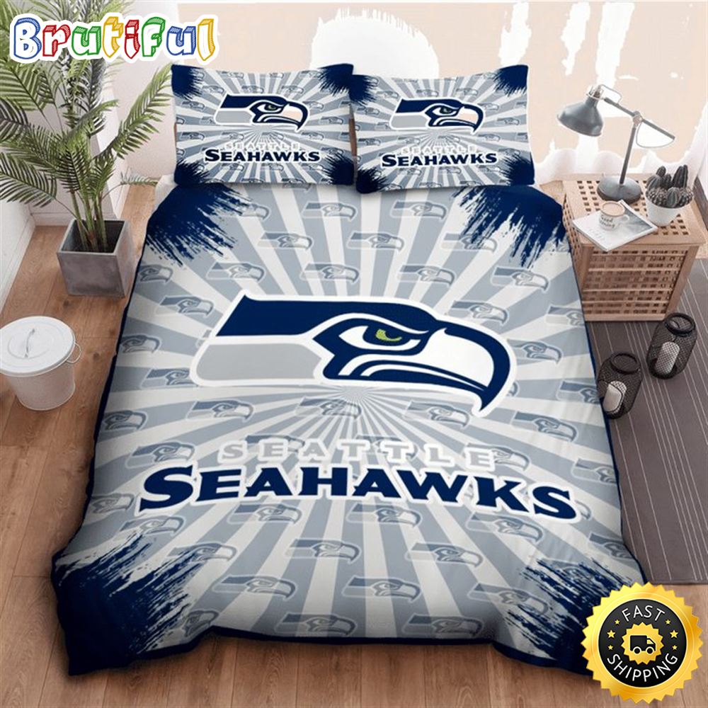 NFL Seattle Seahawks Grey Navy Bedding Set laplyc