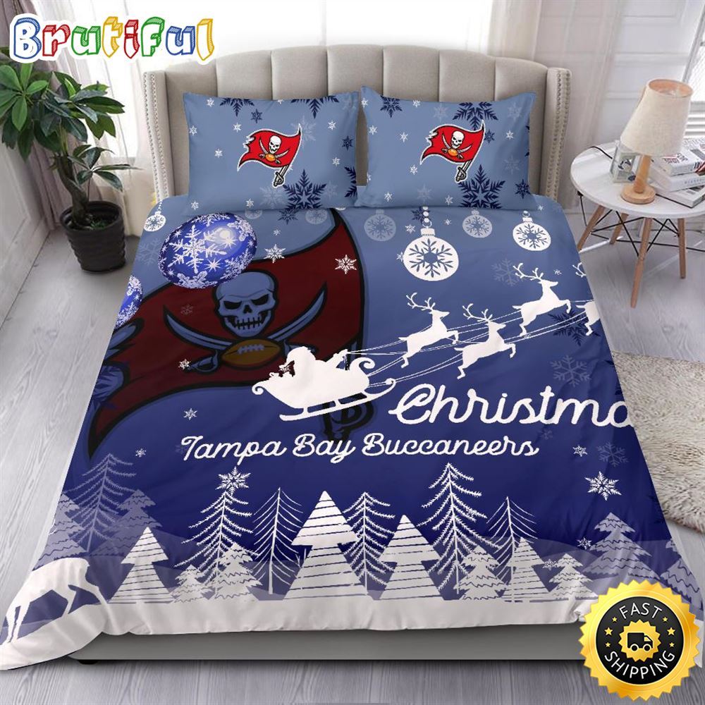 NFL Tampa Bay Buccaneers Bedding Sets Santa Claus Sleigh And Reindeer Christmas Bedding Sets Quilt Bedding Sets 1 tgp3xk