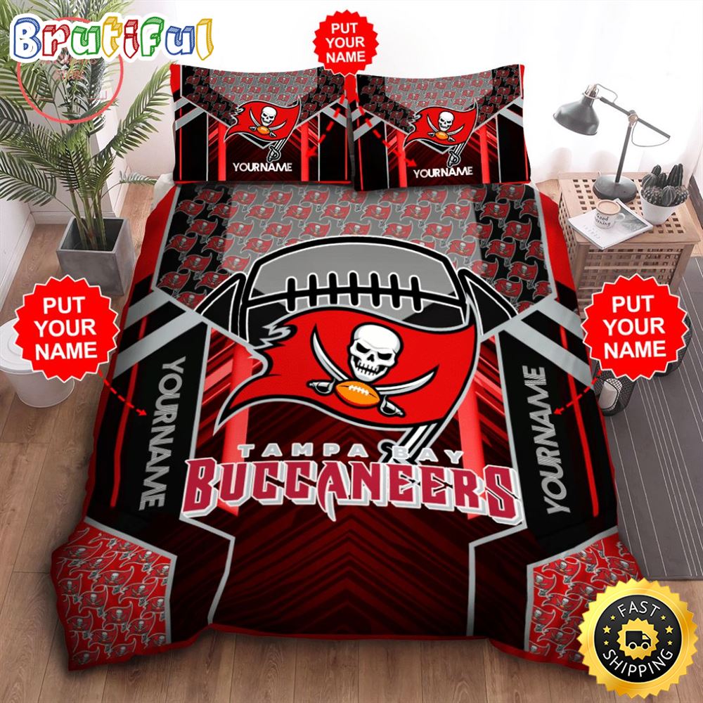 NFL Tampa Bay Buccaneers Custom Name Black Red Bedding Set r9hdfr