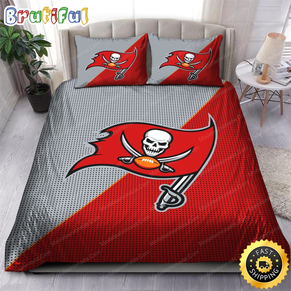 NFL Tampa Bay Buccaneers Grey Red Bedding Set grludt