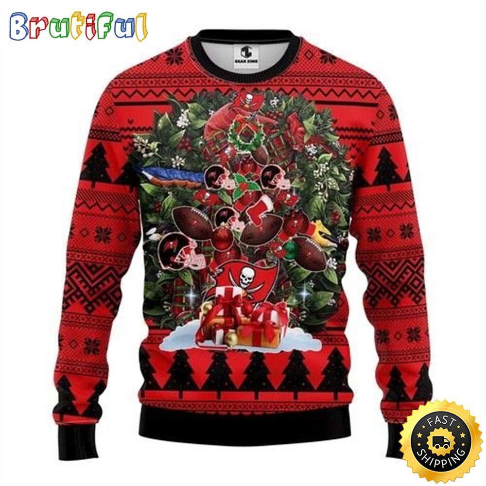 NFL Tampa Bay Buccaneers Ugly Christmas Sweater Tree Christmas Unisex Sweater 1 eme7jb