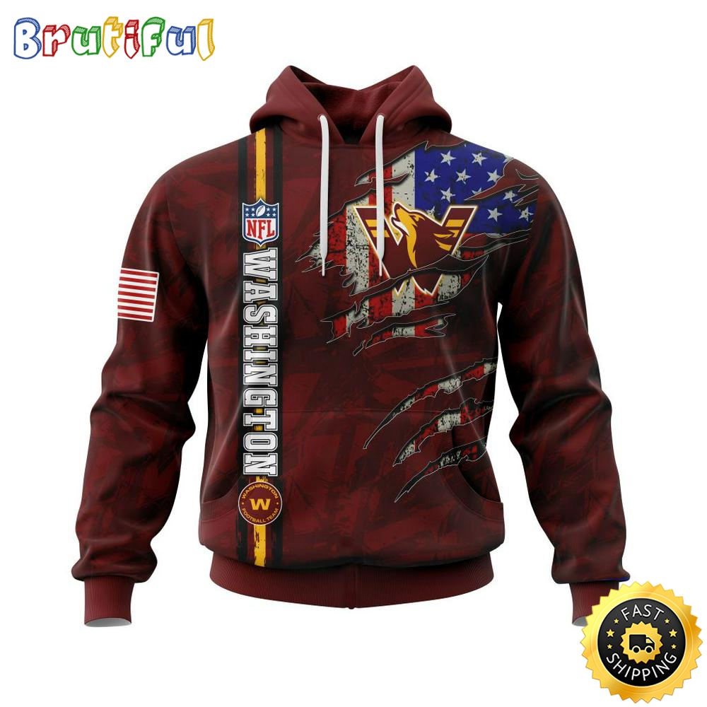 NFL Washington Football Team Hoodie Personalized Name And Number 3D Hoodie With United States Flag Unisex Hoodie 1 pqus40