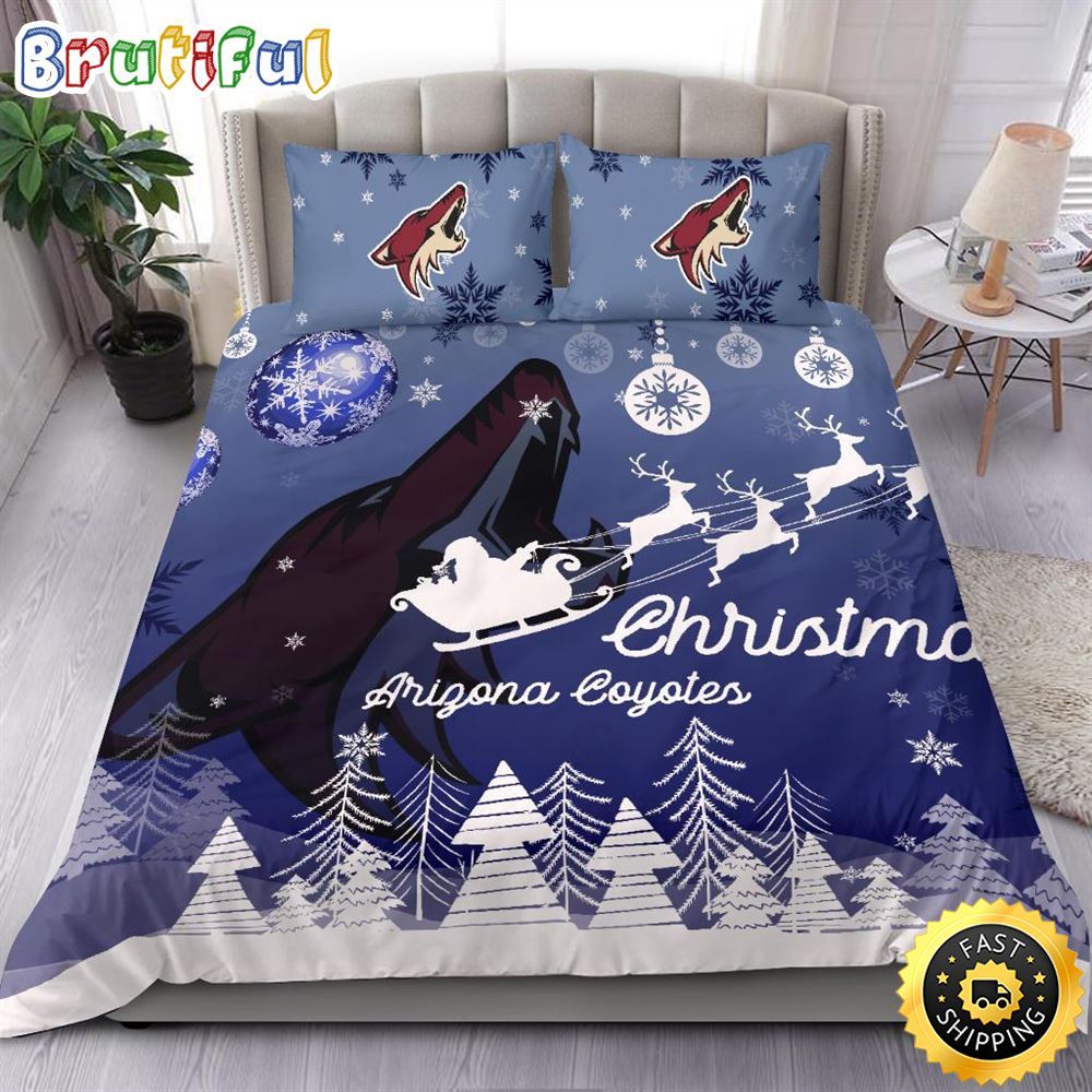 NHL Arizona Coyotes Bedding Sets Santa Claus Sleigh And Reindeer Christmas Bedding Sets Quilt Bedding Sets 1 vcdweg