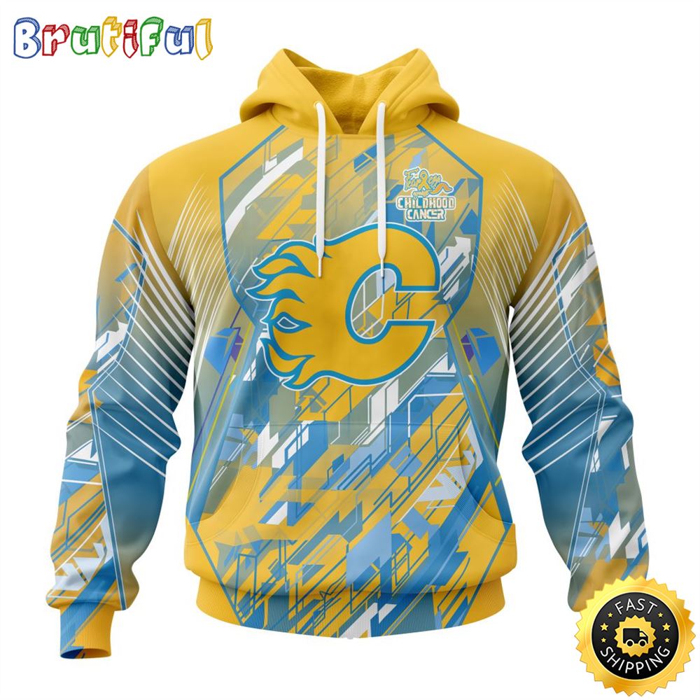 NHL Calgary Flames All Over Print 3D Hoodie Fearless Against Childhood Cancers Show Team Spirit 1 xchasd