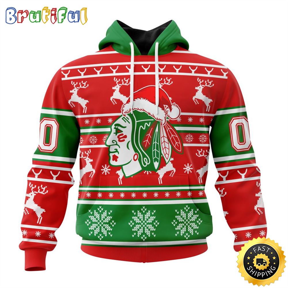 NHL Chicago BlackHawks Specialized Unisex Christmas Is Coming Santa Claus All Over Print 3D Hoodie Gift For Christmas Day 1 datqvm
