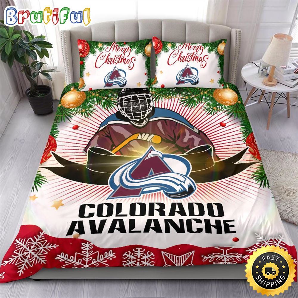 NHL Colorado Avalanche Bedding Sets Merry Christmas Quilt Bedding Sets 1 vgrwyd