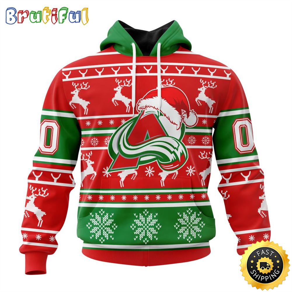 NHL Colorado Avalanche Specialized Unisex Christmas Is Coming Santa Claus All Over Print 3D Hoodie Gift For Christmas Day 1 ypysqa