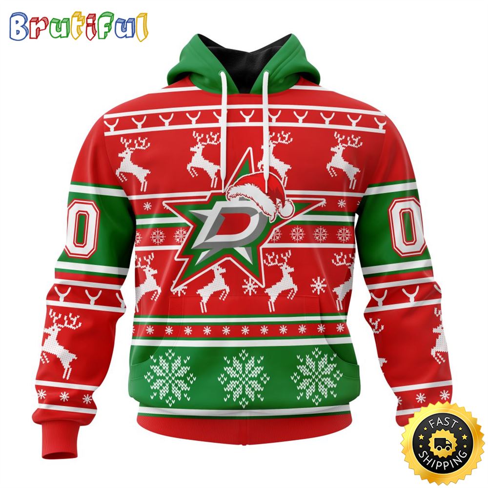 NHL Dallas Stars Specialized Unisex Christmas Is Coming Santa Claus All Over Print 3D Hoodie Gift For Christmas Day 1 ivbomw