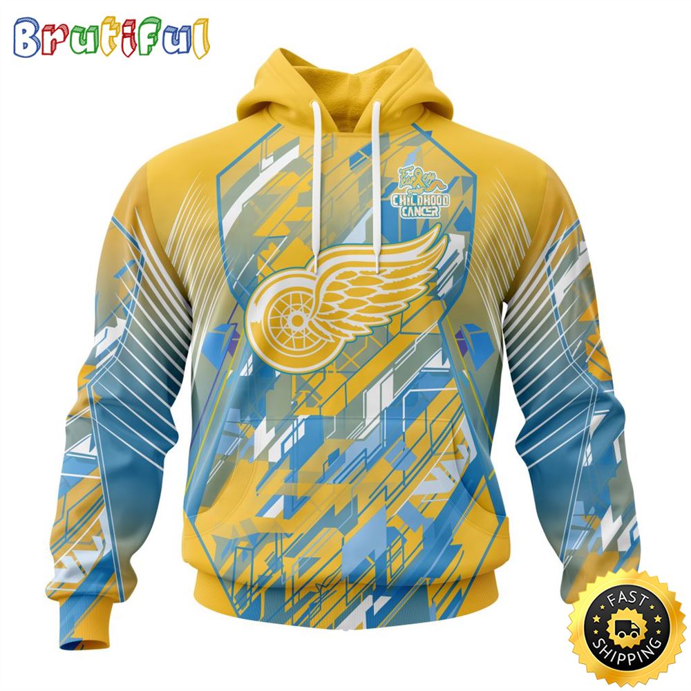 NHL Detroit Red Wings All Over Print 3D Hoodie Fearless Against Childhood Cancers Show Team Spirit 1 tabisv