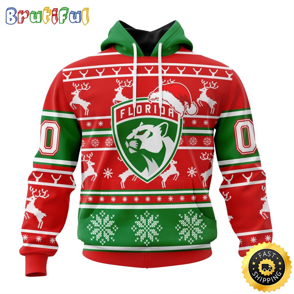 NHL Florida Panthers Specialized Unisex Christmas Is Coming Santa Claus All Over Print 3D Hoodie Gift For Christmas Day 1 uehp55