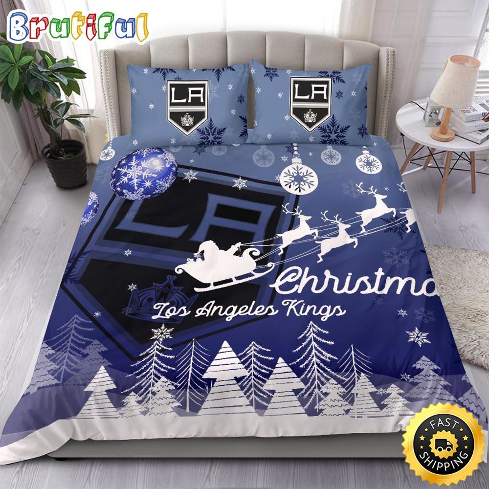NHL Los Angeles Kings Bedding Sets Santa Claus Sleigh And Reindeer Christmas Bedding Sets Quilt Bedding Sets 1 rxrxnm